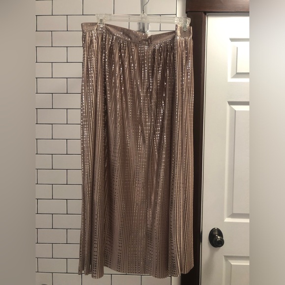 NWT Pink Party Glitter Pleated Midi Skirt Anthropologie Sabina Musáyev NYE - Picture 6 of 9